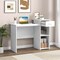 Costway Computer Desk with Drawer Modern Laptop PC Desk with Adjustable Shelf & Cable Hole